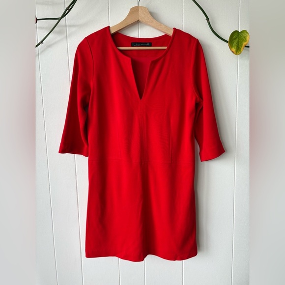 Zara Red 3/4 Sleeve Tunic Dress | Medium - Picture 3 of 7